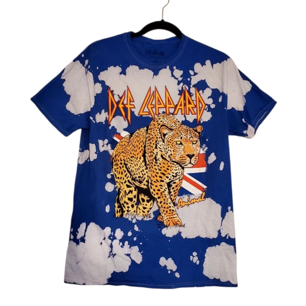 Def‎ Leppard Blue Tie Dye Decal Tee Tshirt Top Shirts Size Small NWOT